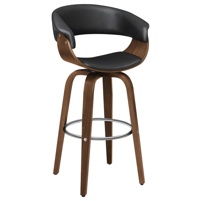 Zion Upholstered Swivel Bar Stool Walnut and Black image