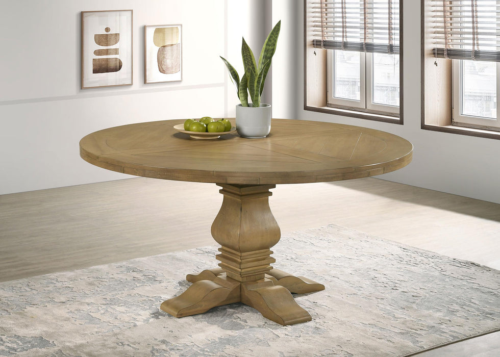 Florence Round Pedestal Dining Table Rustic Smoke image