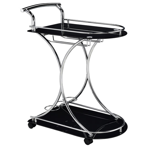 Elfman 2-shelve Serving Cart Chrome and Black image