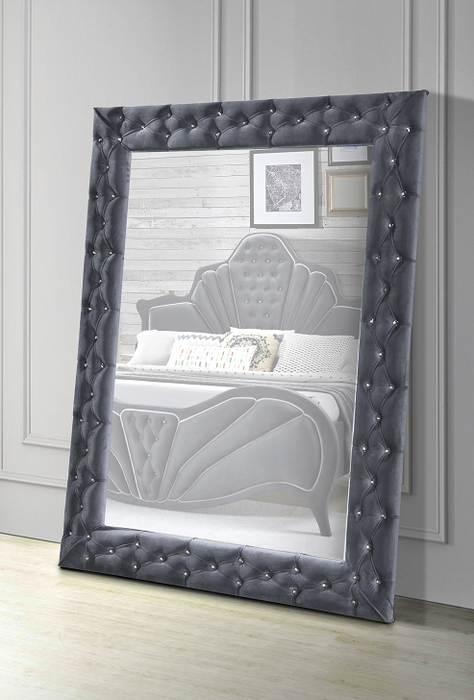 Dante Gray Velvet Accent Floor Mirror image