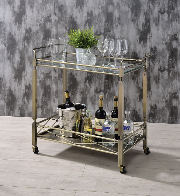 Matiesen Antique Gold & Clear Glass Serving Cart image