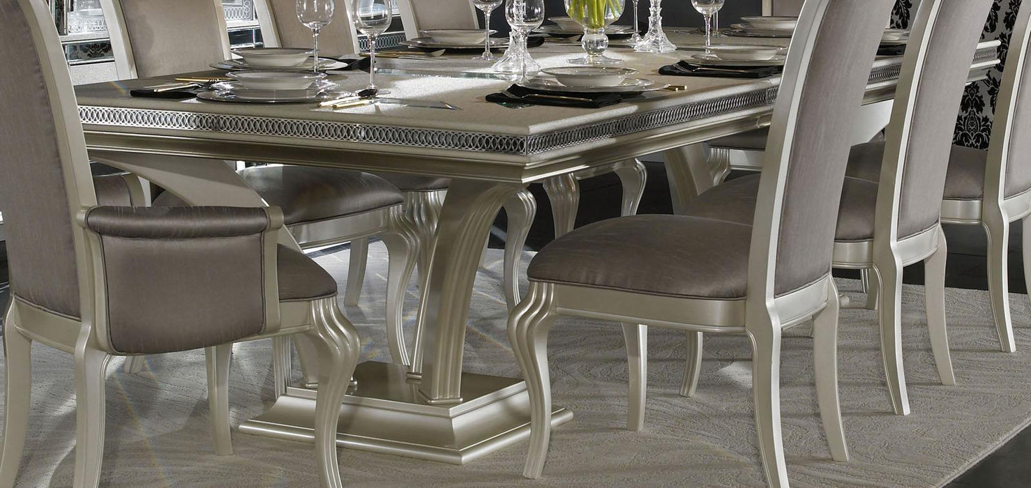 Hollywood Swank Rectangular Dining Table in Pearl Caviar