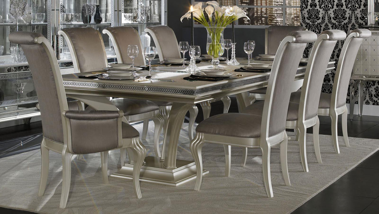 Hollywood Swank Rectangular Dining Table in Pearl Caviar