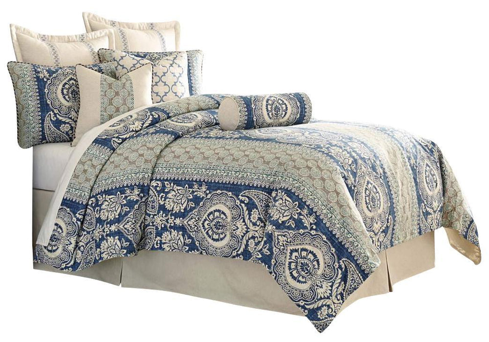 La Rochelle 9-Pc Queen Comforter Set In Cadet