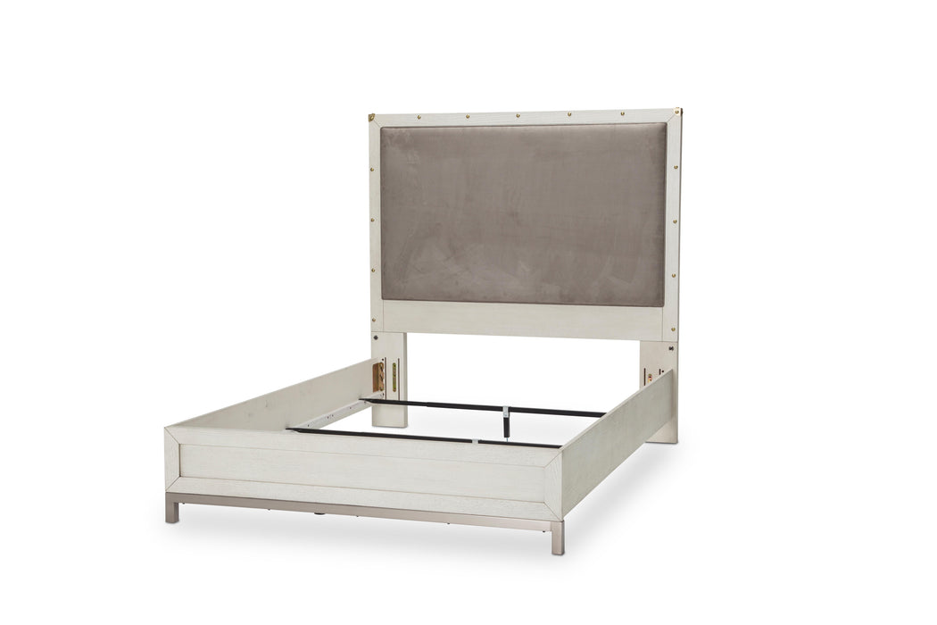 Menlo Station Queen Panel Bed w/ Fabric Insert in Eucalyptus