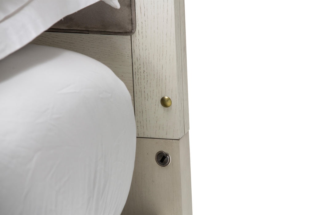 Menlo Station Queen Panel Bed W/ Fabric Insert In Eucalyptus