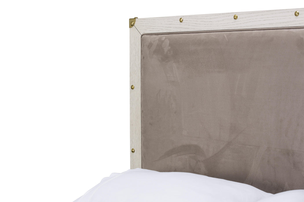 Menlo Station King Panel Bed W/ Fabric Insert In Eucalyptus