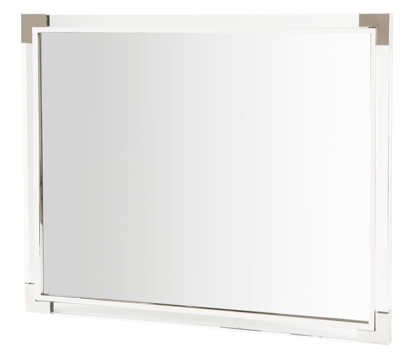 State St Metal Wall Mirror In Glossy White