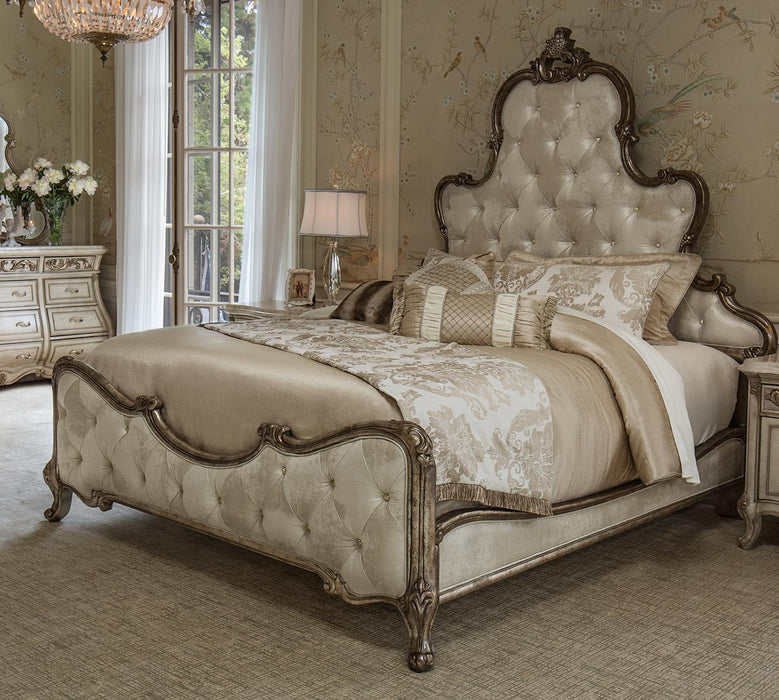 Platine De Royale King Panel Bed In Antique Platinum 09000EKPL3-101