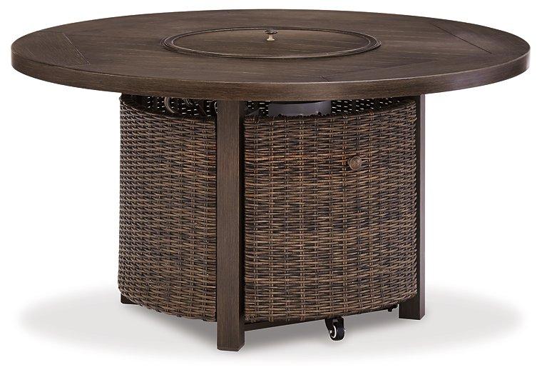 Paradise Trail Paradise Trail Fire Pit Table With 4 Nuvella Swivel Lounge Chairs