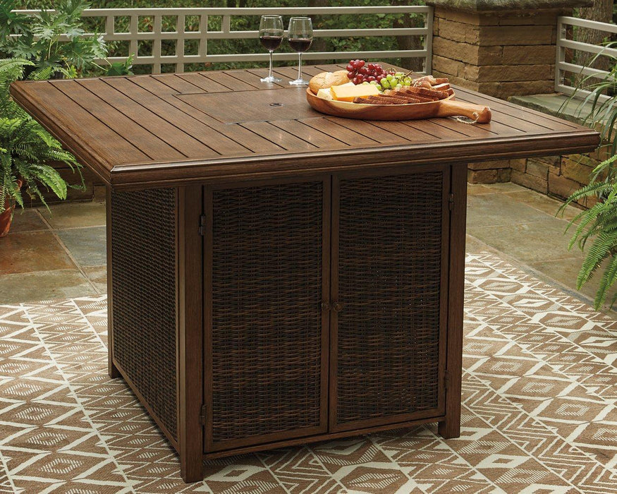 Paradise Trail Outdoor Counter Height Dining Table With 4 Barstools