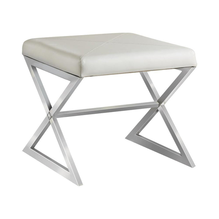 Rita X-cross Square Ottoman White and Chrome