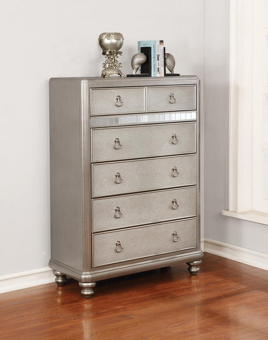 Bling Game 6-drawer Chest Metallic Platinum