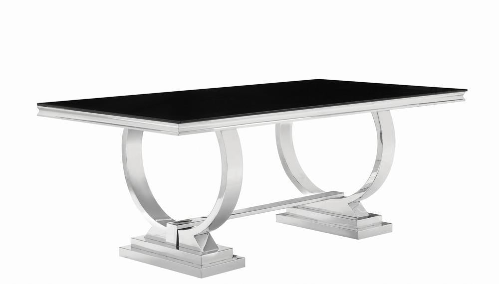 Antoine Rectangular Dining Table Chrome and Black