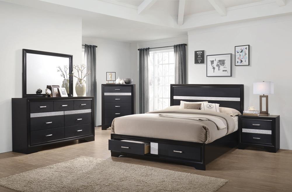 Miranda California King 2-drawer Storage Bed Black