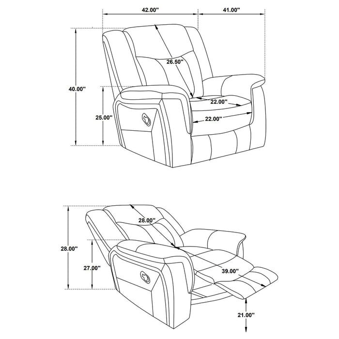 Conrad Upholstered Motion Glider Recliner Grey