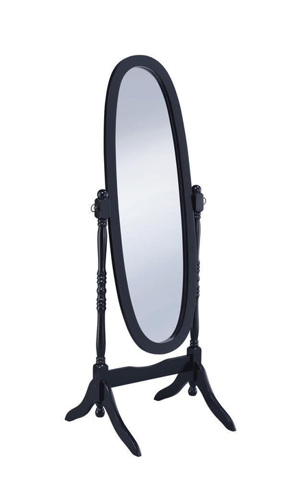 Cabot Rectangular Cheval Mirror With Arched Top Black