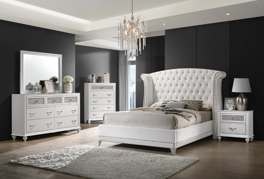 Barzini California King Wingback Tufted Bed White