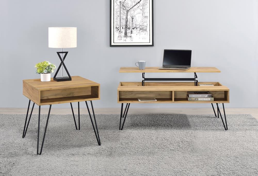 Fanning Lift Top Storage Coffee Table Golden Oak And Black