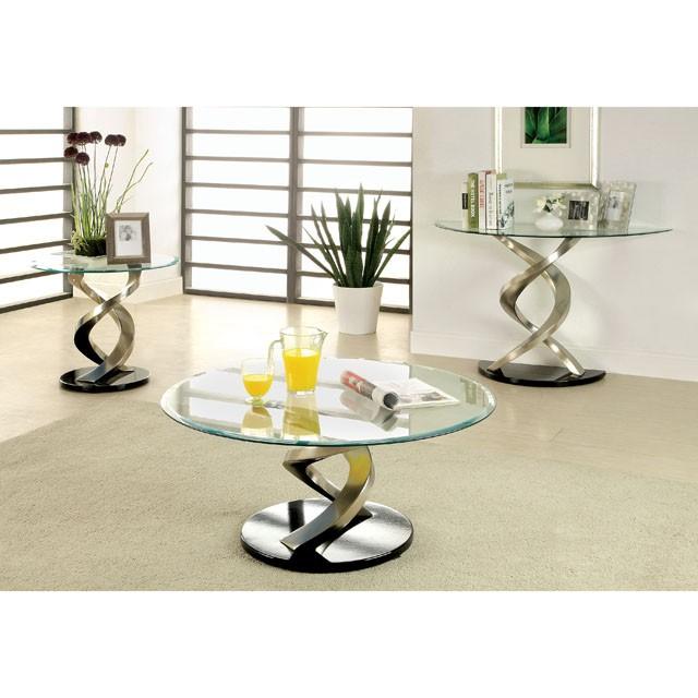 NOVA Satin Plated/Black End Table