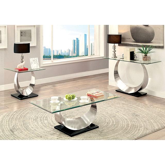 ORLA II Satin Plated/Black Coffee Table