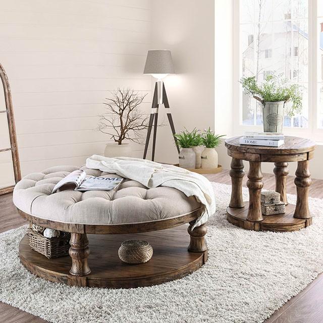 Mika Antique Oak Coffee Table w/ Cushion Top