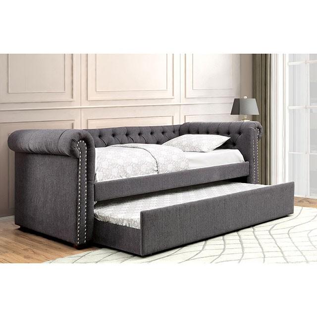 LEANNA Gray Full Daybed W/ Trundle, Gray