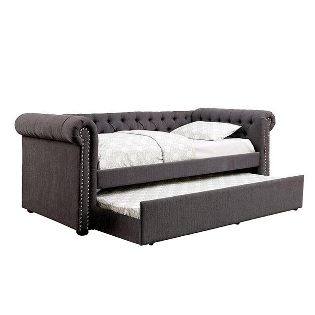 LEANNA Gray Full Daybed W/ Trundle, Gray
