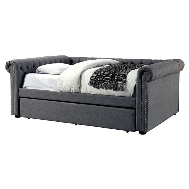 LEANNA Gray Full Daybed W/ Trundle, Gray