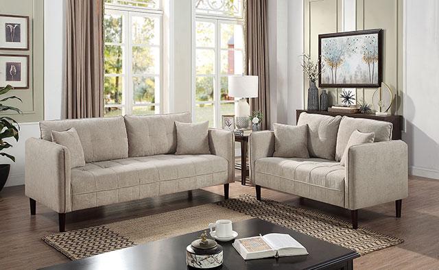 LYNDA Loveseat W/ Pillows, Light Gray