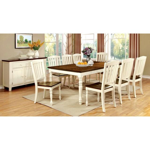 HARRISBURG Vintage White/Dark Oak Dining Table W/ 18" Butterfly Leaf