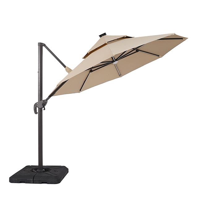 Fera 10 Ft Round Umbrella W/ LED Bulb + 37" Large Base
