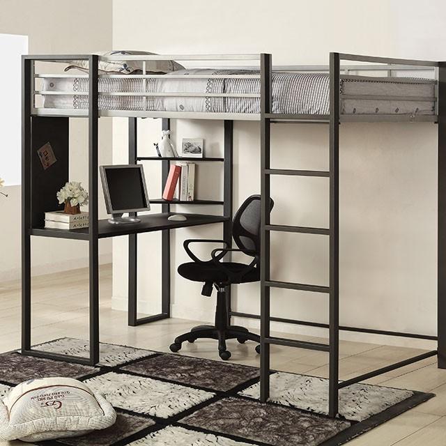 Sherman Silver/Gun Metal Full Bed W/ Workstation