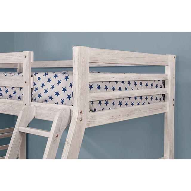 California III Wire-Brushed White Twin/Full Bunk Bed W/ 2 Drawers