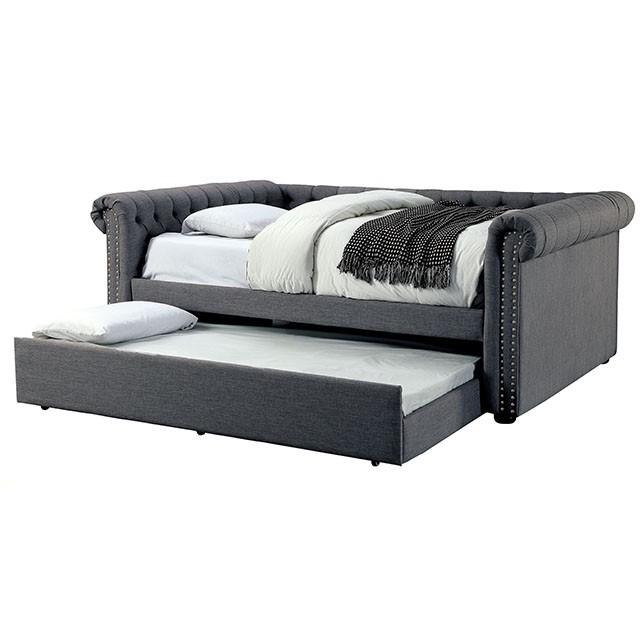 LEANNA Gray Full Daybed W/ Trundle, Gray