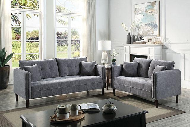 LYNDA Loveseat W/ Pillows, Dark Gray