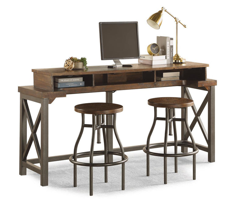 Flexsteel Carpenter Stool in Rustic Brown