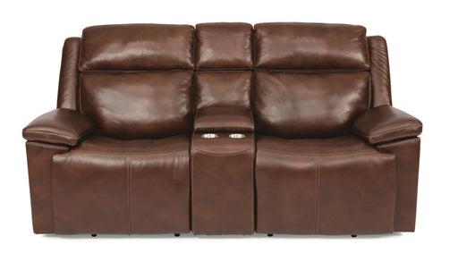 Flexsteel Latitudes Chance Leather Power Reclining Loveseat w/Console & Power Headrests image