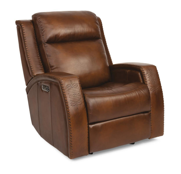 Flexsteel Latitudes Mustang Leather Power Gliding Recliner w/Power Headrests