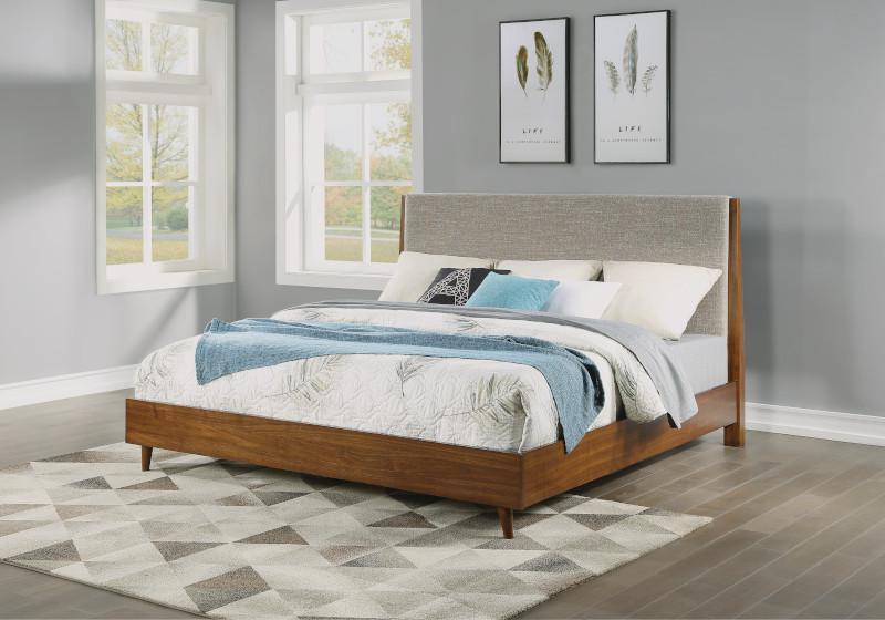 Flexsteel Wynwood Ludwig Upholstered Queen Platform Bed In Medium Brown