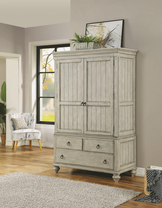 Flexsteel Wynwood Plymouth Armoire in Whitewash Wood