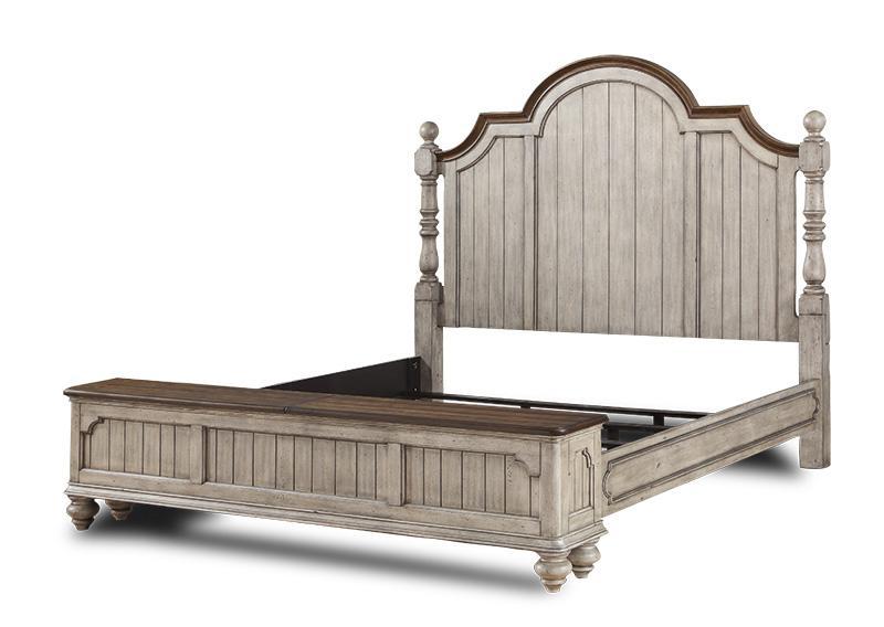 Flexsteel Wynwood Plymouth Queen Poster Storage Bed In Whitewash Wood