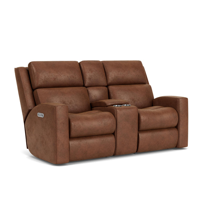 Score 2805-601L Power Reclining Loveseat with Console & Power Headrests & Lumbar