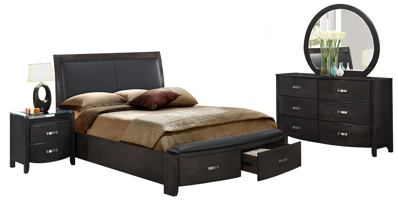 Lyric Queen Sleigh Storage Bed in Brownish Gray 1737NGY-1