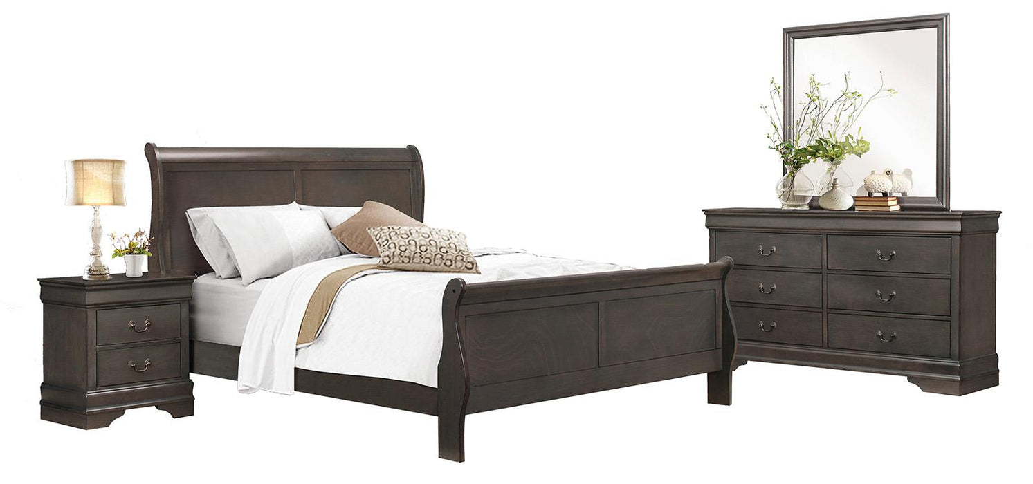 Mayville Queen Sleigh Bed in Gray