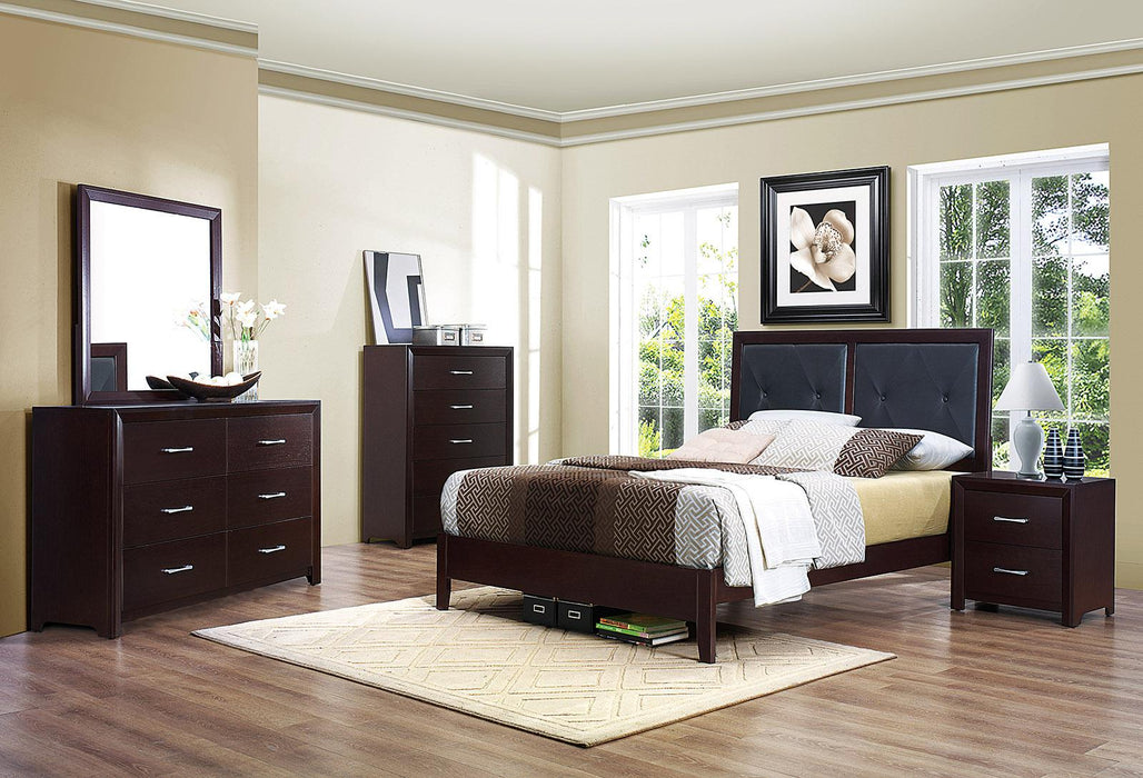 Edina Queen Panel Bed in Espresso-Hinted Cherry