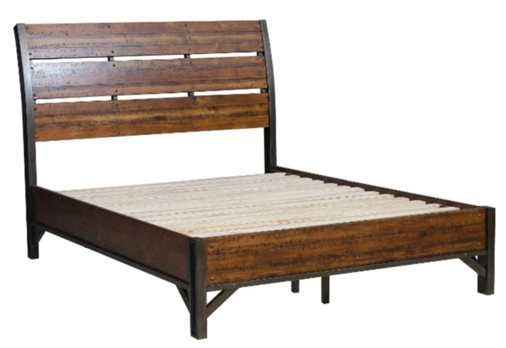 Holverson Queen Platform Bed in Rustic Brown & Gunmetal 1715-1*