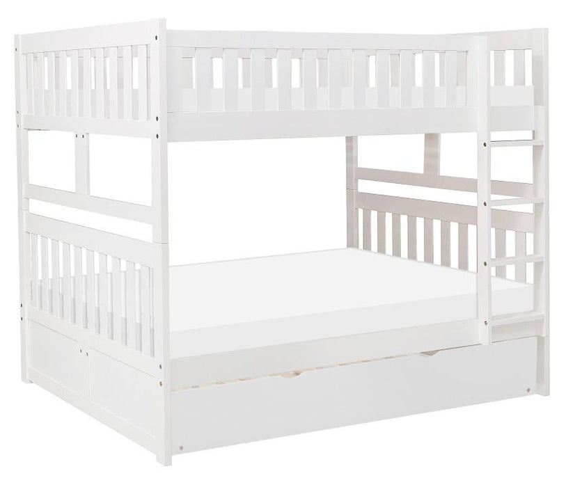 Galen Full/Full Bunk Bed w/ Twin Trundle in White B2053FFW-1*R