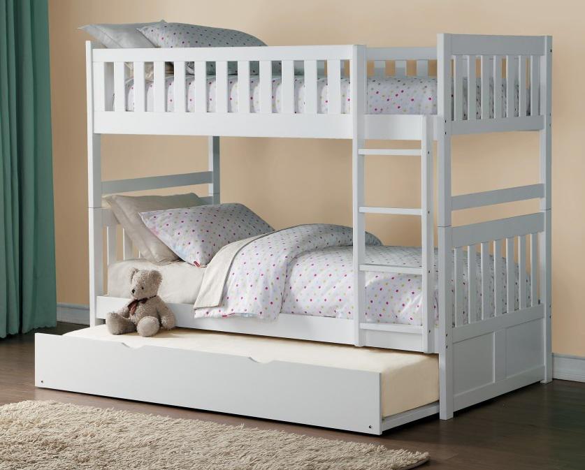 Galen Twin/Twin Bunk Bed w/ Twin Trundle in White B2053W-1*R