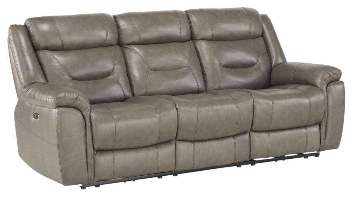 Danio Power Double Reclining Sofa with Power Headrests in Brownish Gray 9528BRG-3PWH